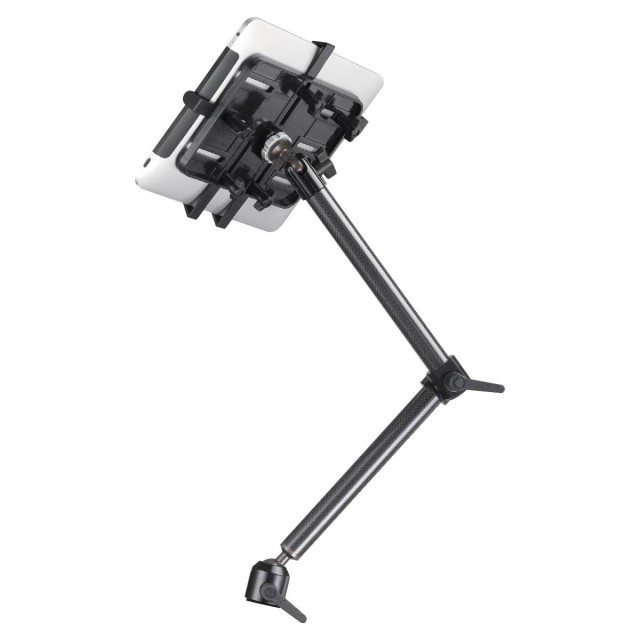 PROJECT AUTOPARTS Mount adjustable arm holding a tablet, designed for flexible positioning and secure attachment.